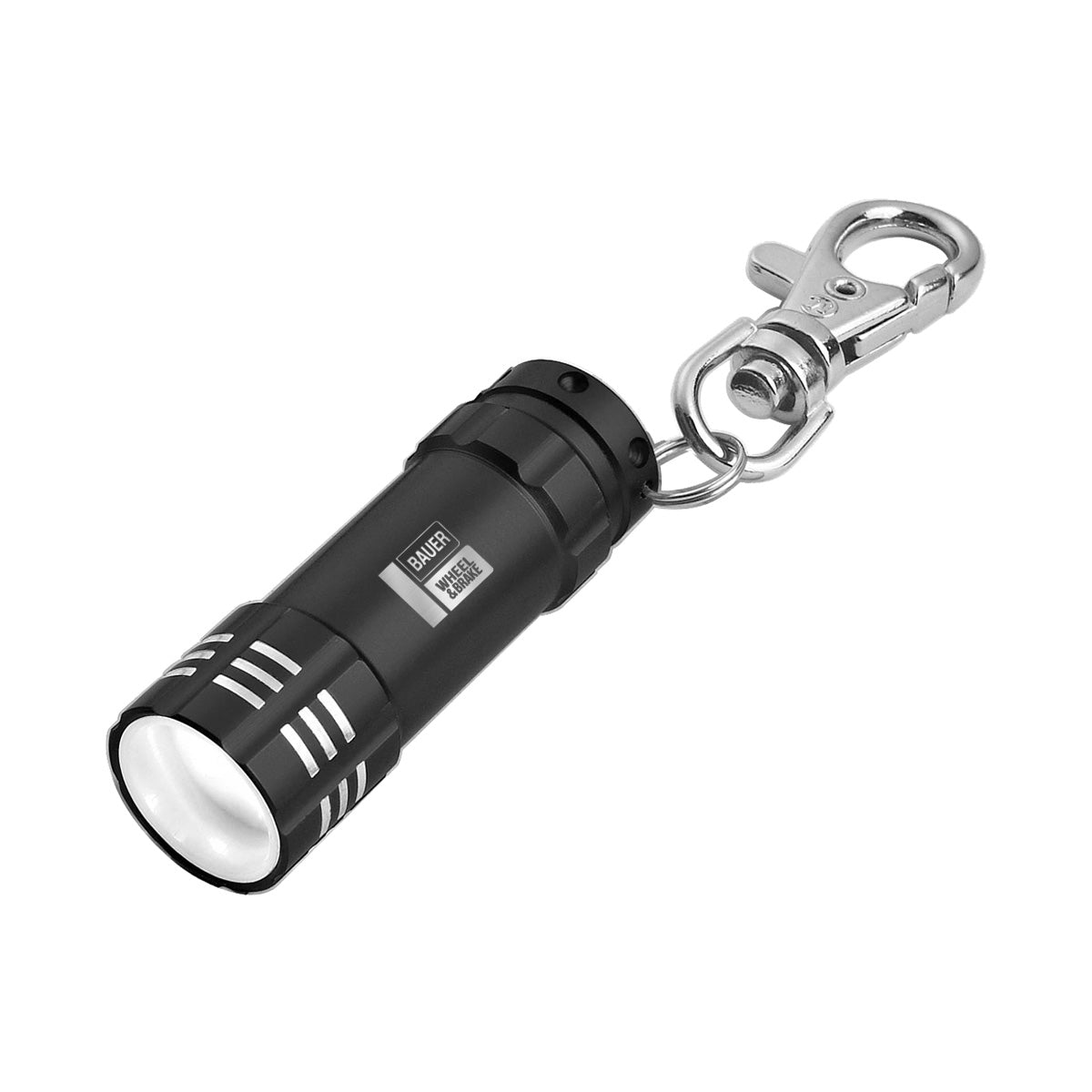 Mini Aluminum LED Flashlight With Key Clip - Wheel & Brake